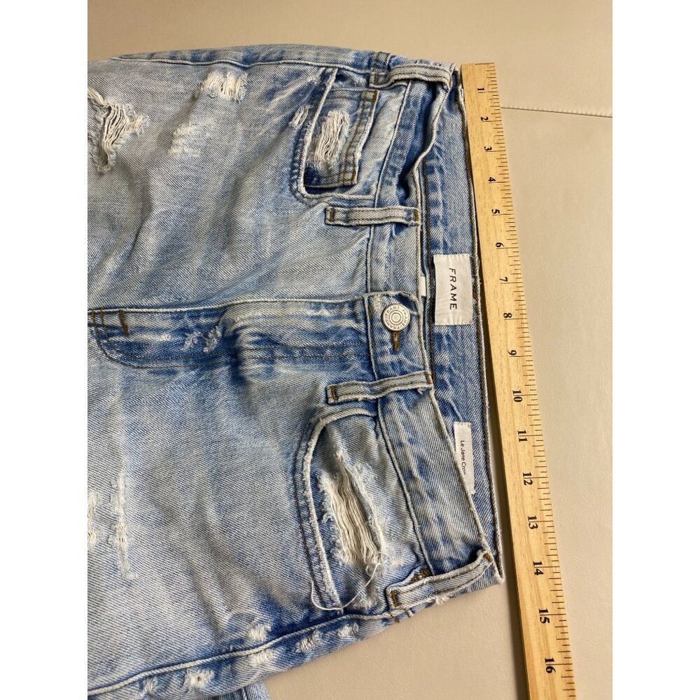 💜 Frame Women's Le Jane Crop Jeans Light Wash Distressed Denim 27 Straight - Picture 8 of 16